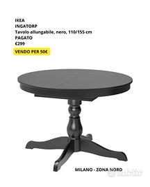 IKEA  INGATORP Tavolo allungabile, nero, 110/155 c