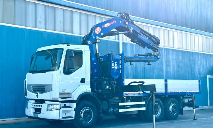 Renault con gru PM 250-5S+JIB 2S- 25 metri cassone