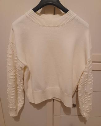 Maglione / Pullover Bianco con maniche lavorate