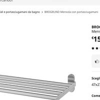 MENSOLA INOX portasciugamani-IKEA-BROGRUND C/NUOVO
