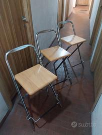 Sgabelli 3 alti legno alluminio pieghevoli Fiam