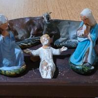 presepe antico  di gesso dipinto a mano