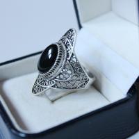 Anello filigrana in argento e Onice nera
