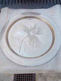 Piatto centrotavola in ottone argentato Gallinaro.