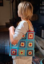 borsa Granny con manici in bambù 