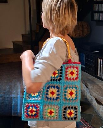 borsa Granny con manici in bambù 