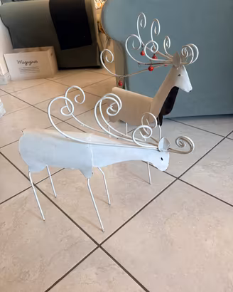 Coppia Alci / Renne Metallo Shabby Chic
