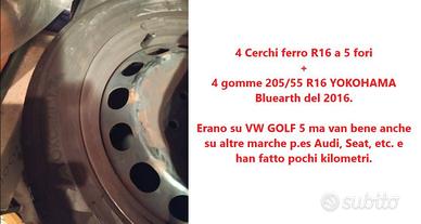 4 gomme 205/55 R16 + 4 Cerchi R16 5 fori YOKOHAMA