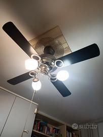 ventilatore da soffitto con pale e tre luci al led