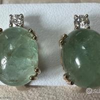 ORECCHINI ORO GIALLO 18kt. DIAMANTI E SMERALDI