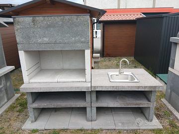 Barbecue a legna-carbone EDILMARK KUBO + lavandino