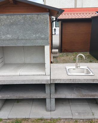 Barbecue a legna-carbone EDILMARK KUBO + lavandino