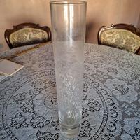 Vaso portafiori decorato vetro trasparente vintage