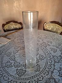 Vaso portafiori decorato vetro trasparente vintage