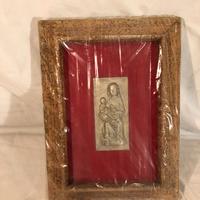 Vergine con Bambino Metallo in Rilievo Sughero