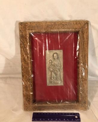 Vergine con Bambino Metallo in Rilievo Sughero