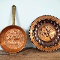 piatto e pentolino in rame vintage