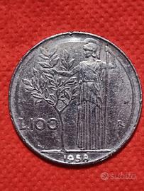 Moneta da 100 lire  1958 con doppio bordo 