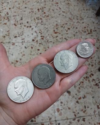 Lotto 4 monete dollaro USA storici 