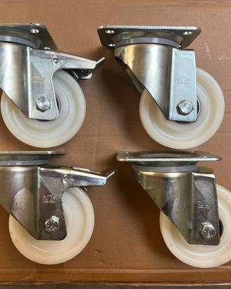 4 Ruote Carico Pesante Ø125 girevoli e freno Nylon