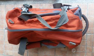 Borsone tela arancione molto robusto, con rotelle,