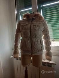 Piumino donna bianco con cappuccio in pelliccia 🤍