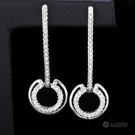 ORECCHINI PENDOLO ORO BIANCO 18KT BRILLANTI 0.74CT