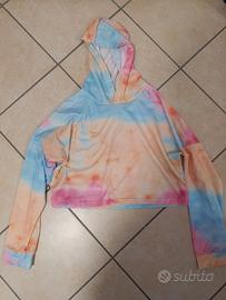 Top corto con cappuccio, multicolore