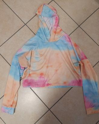 Top corto con cappuccio, multicolore