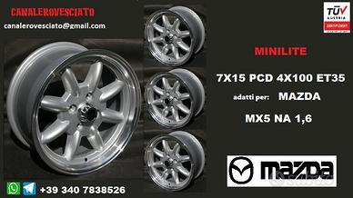 Cerchi minilite 7x 15 4x100 et35 mazda mx5 NA