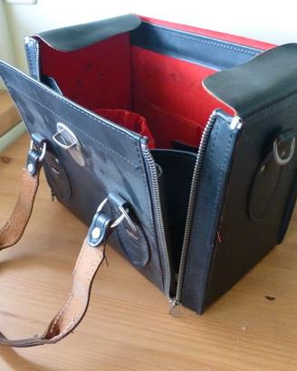 Borsa fotografica in cuoio vintage anni 60 70