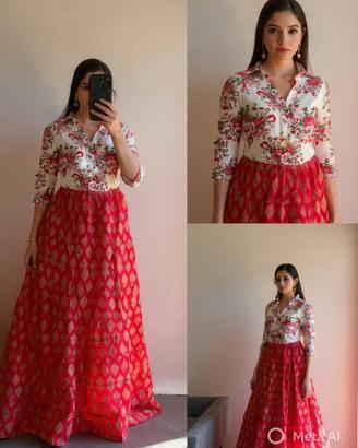 women long skirt with shirt complete set