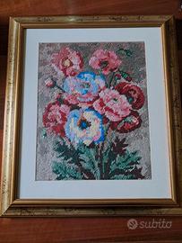 QUADRO FIORI PUNTO CROCE