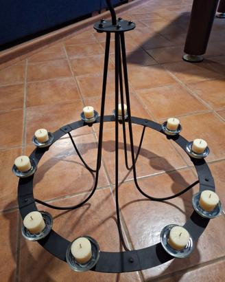 Lampadario ferro battuto