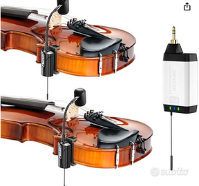 Dual UHF Violino Microfono Wireless Collo di Cigno