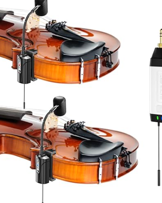 Dual UHF Violino Microfono Wireless Collo di Cigno