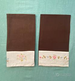 Coppia Asciugamani Lino Marroni