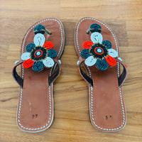 Ciabattine artigianali cuoio e perline