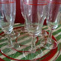 set 6 bicchieri spumante+ vassoio vetro nuovo vint