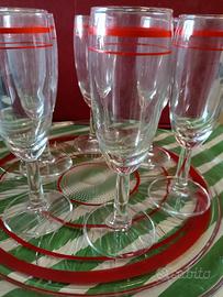 set 6 bicchieri spumante+ vassoio vetro nuovo vint