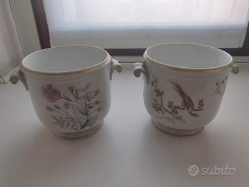 Coppia Vasi Cachepot Richard Ginori decorato mano