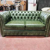 Chester divano 2 posti in vera pelle vintage verde
