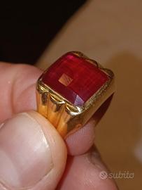 anello  uomo oro 18 rubino 10 kt