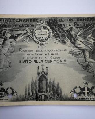 Invito inaugurazione Monumento Legnano 1921