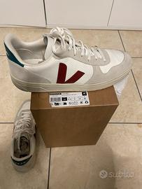 scarpe Veja tg 45 bianche , bordeaux, verde