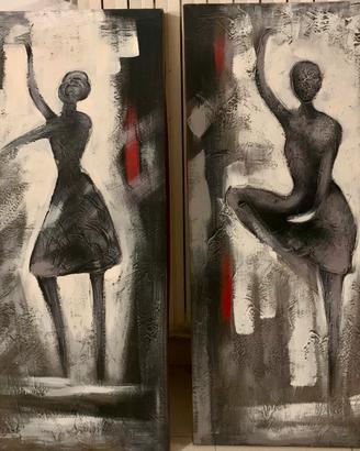 Coppia di dipinti su tela arte moderna