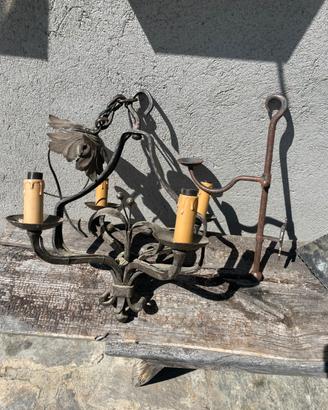 Lampadari antichi in ferro battuto