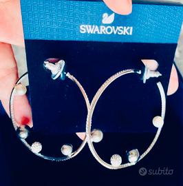 Orecchini donna a cerchio Swarovki con perle nuovi