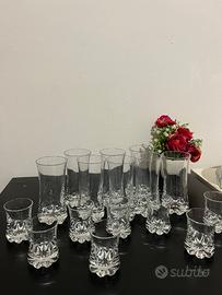 Set bicchieri alti e bassi in vetro spesso