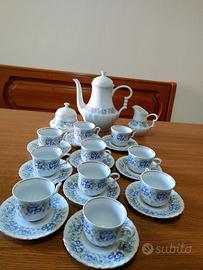 Servizio da caffè porcellana 10 tazze fiori blu